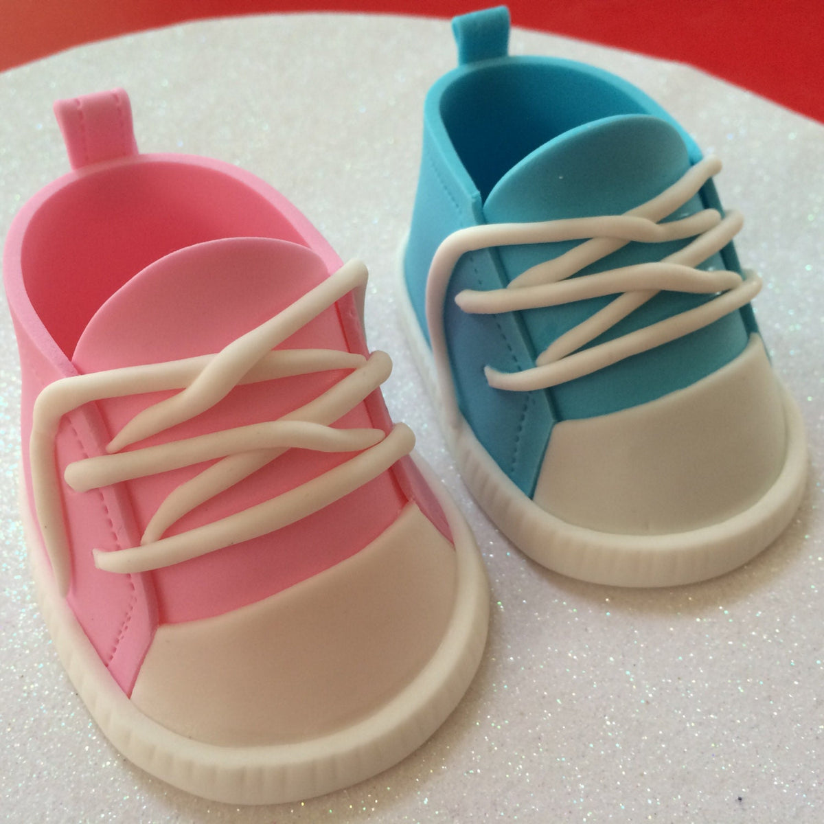 Gender Reveal Fondant Pink & Blue Converse Shoes