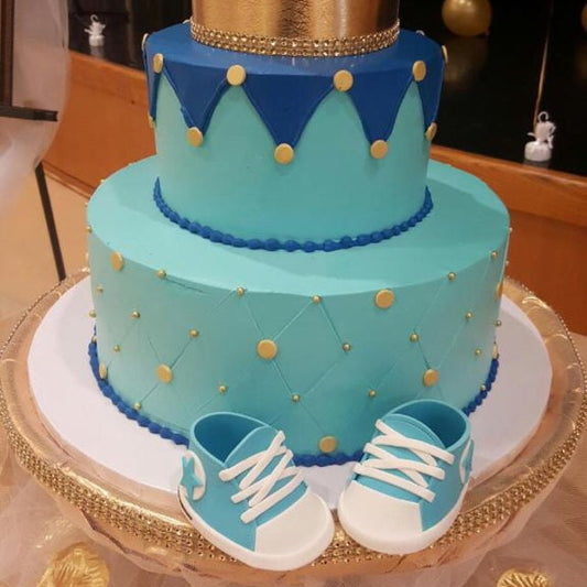 Blue converse baby shoes gum paste fondant for baby shower, birthday, cake topper