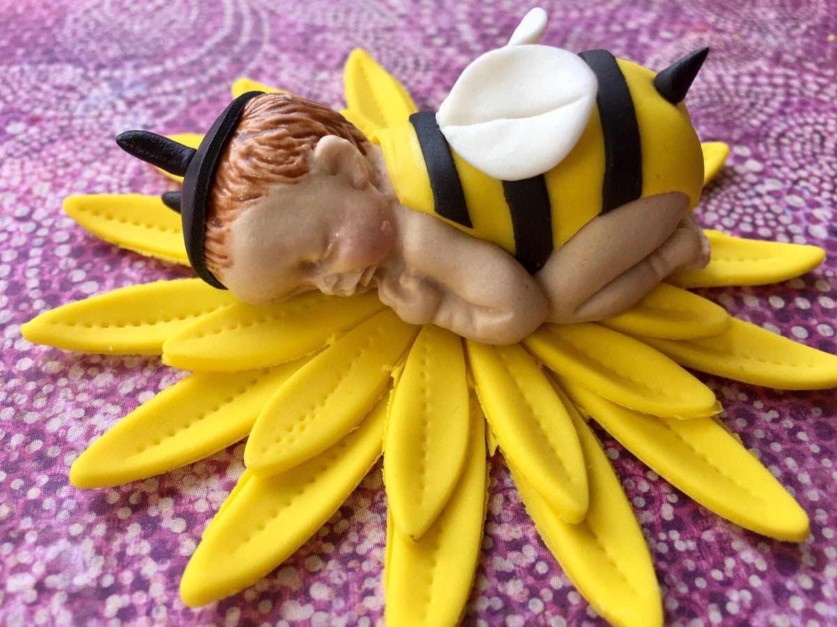 Fondant Bumble Bee Baby Boy Shower Cake Topper