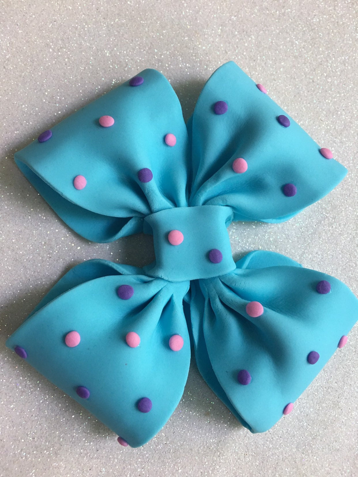 Jojo Siwa fondant bow with dots in pink or blue or green