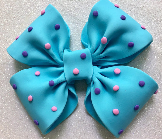 Jojo Siwa fondant bow with dots in pink or blue or green