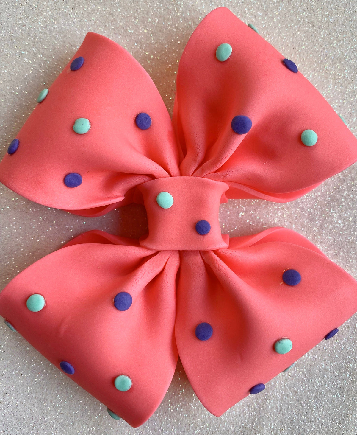 Jojo Siwa fondant bow with dots in pink or blue or green