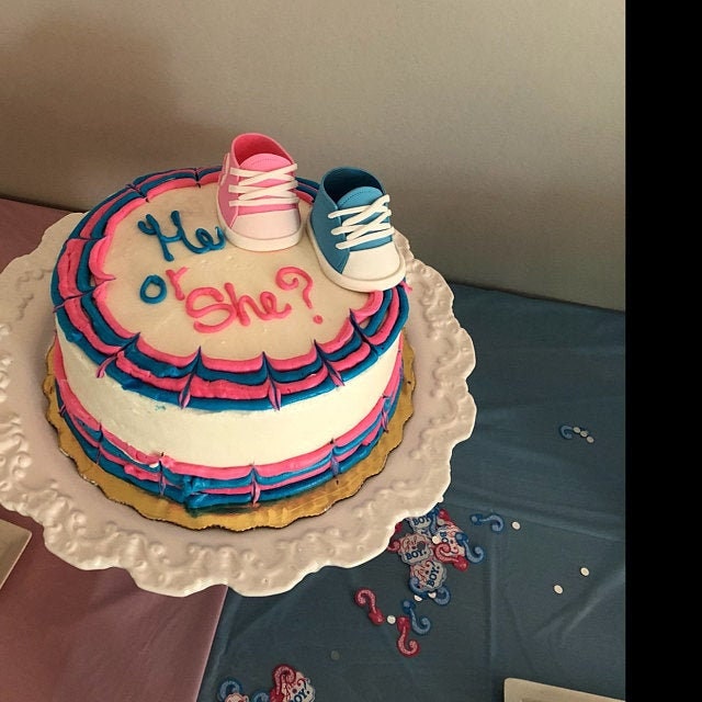 Gender Reveal Fondant Pink & Blue Converse Shoes