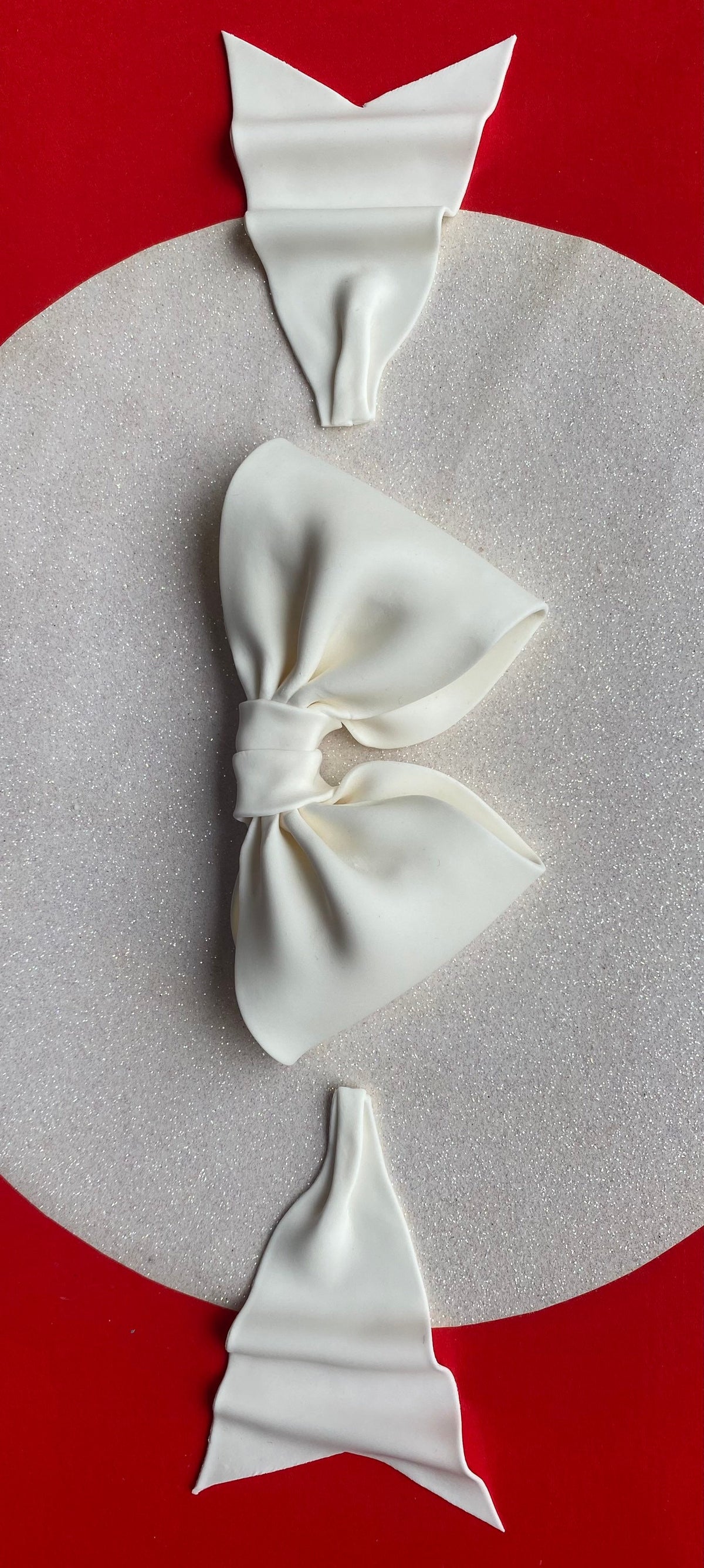 Cake decoration white bow gum paste fondant for birthday cake