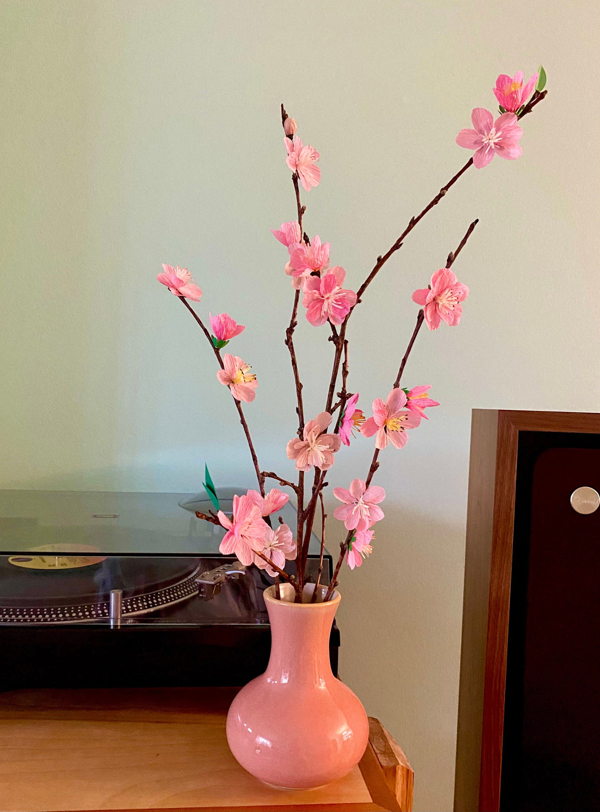 Hand Made Eco Friendly Pink Cherry Blossom on Real Stems - Hoa Đào Phai Ngày Tết - Cherry Paper Flowers