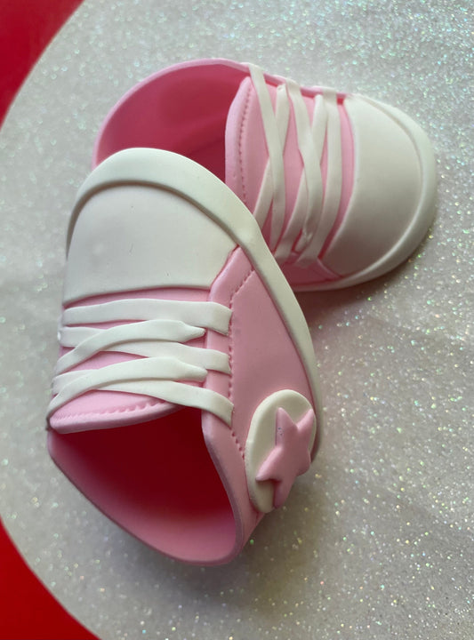 Pink or Red Converse Baby Shoes, Gum Paste Fondant Cake Topper