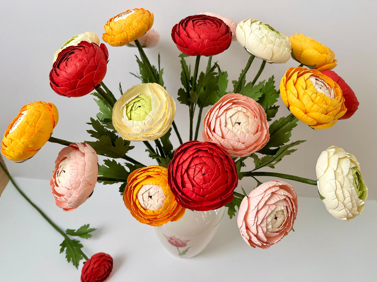 Ranunculus Paper Flowers - Handmade Eco Friendly