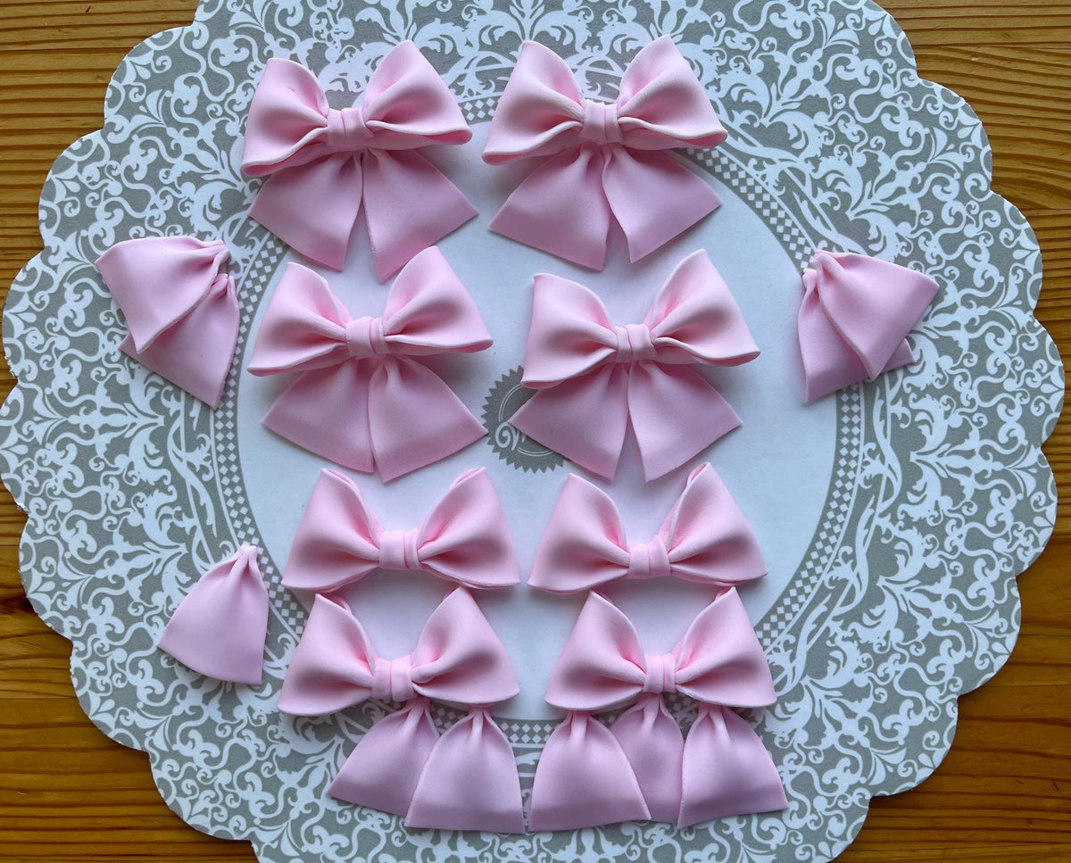 Set of 12 light Pink or White bows cupcake toppers.