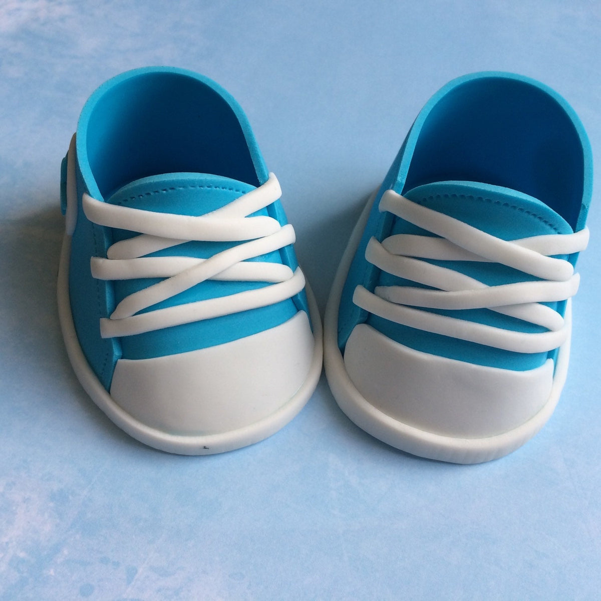 Blue converse baby shoes gum paste fondant for baby shower, birthday, cake topper