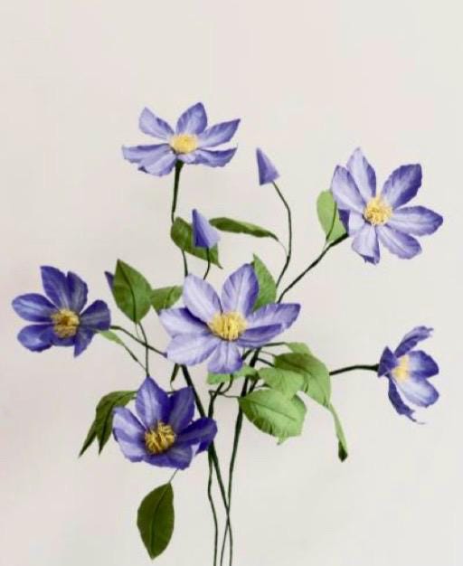 Clematis Viticelle - Purple Clematis Paper Flowers - Handmade Eco Friendly