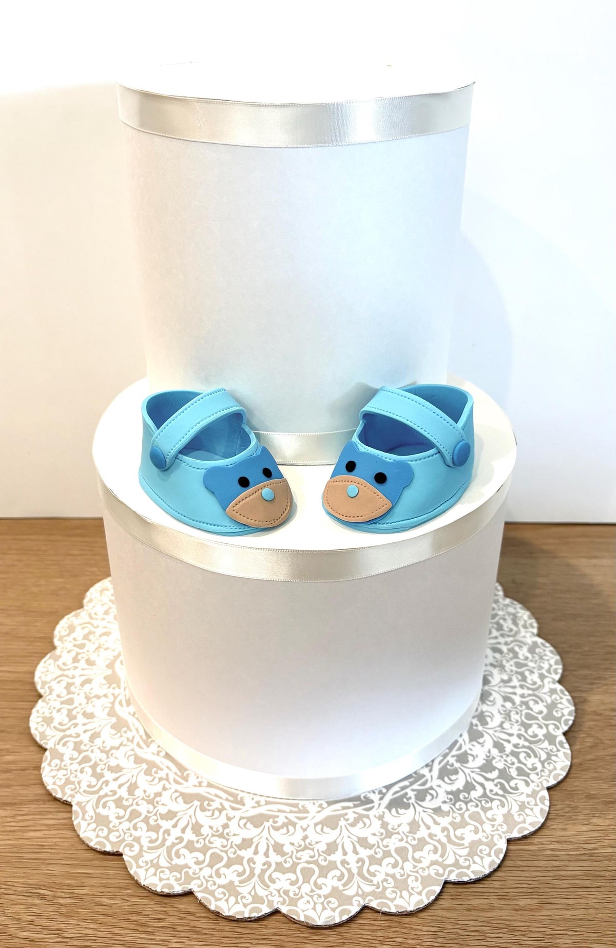 Light blue fondant shoes.