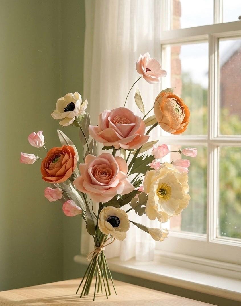 Pink Roses Bouquet - Paper Flowers - Handmade Eco Friendly