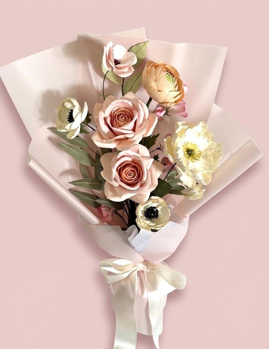 Pink Roses Bouquet - Paper Flowers - Handmade Eco Friendly