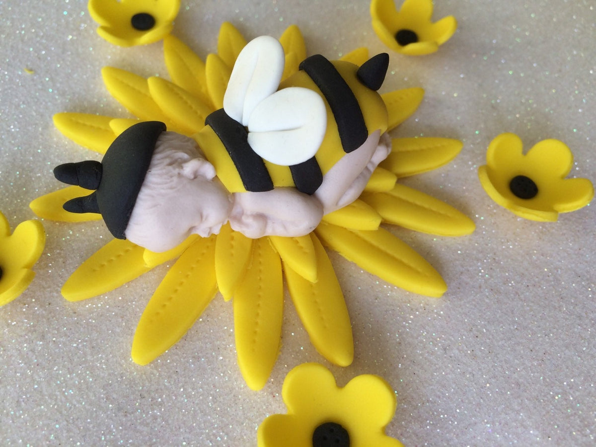 Fondant Bumble Bee Baby Boy Shower Cake Topper