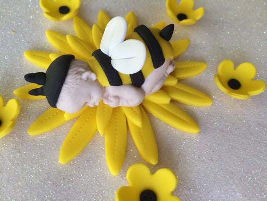 Fondant Bumble Bee Baby Boy Shower Cake Topper
