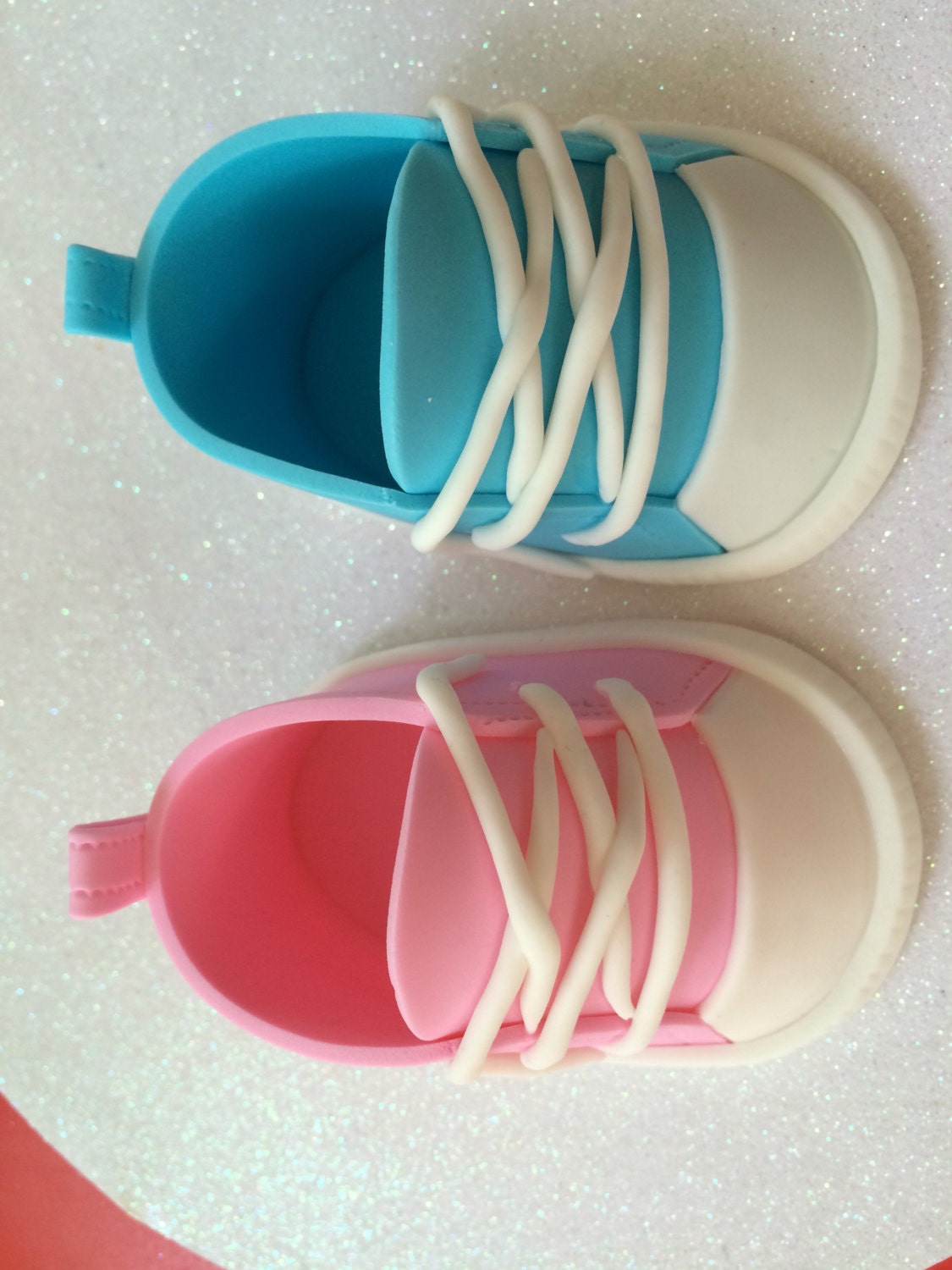 Gender Reveal Fondant Pink & Blue Converse Shoes