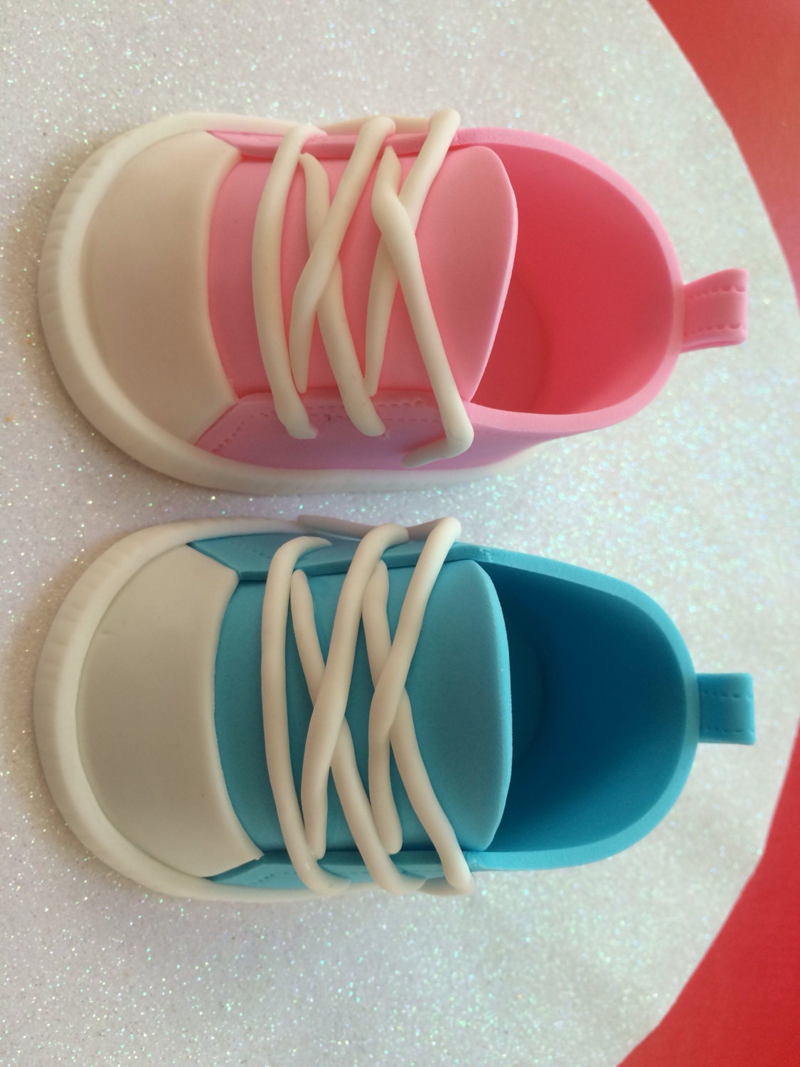 Gender Reveal Fondant Pink & Blue Converse Shoes