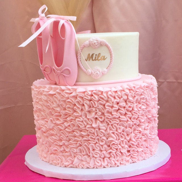 Edible pink ballet slippers ballerina shoes WITH STICKS gum paste fondant cake topper.