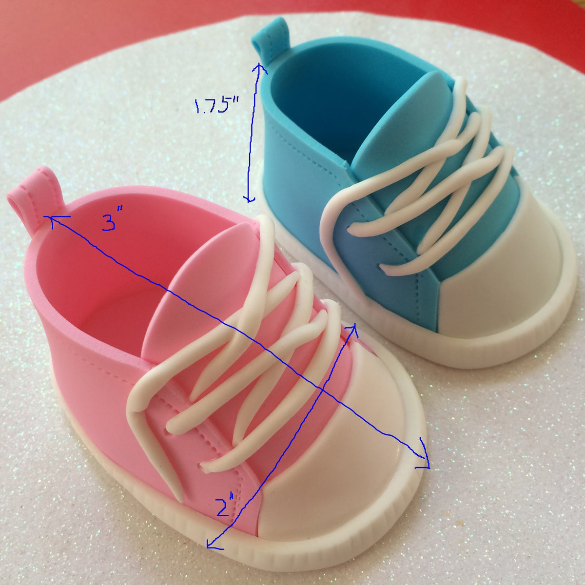 GENDER REVEAL Fondant Baby SHOES Cake Topper,