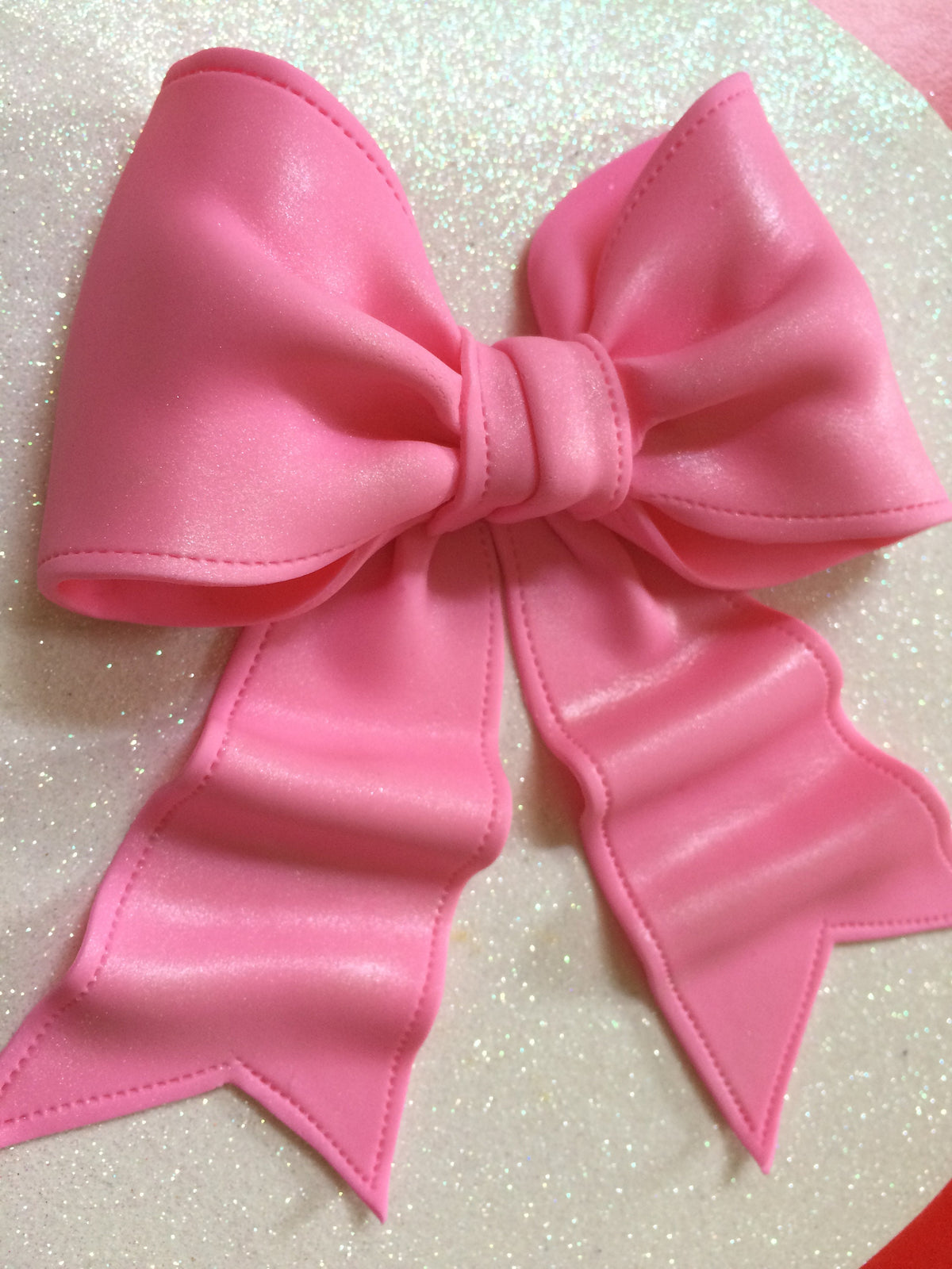 Pink bow gum paste fondant for birthday cake