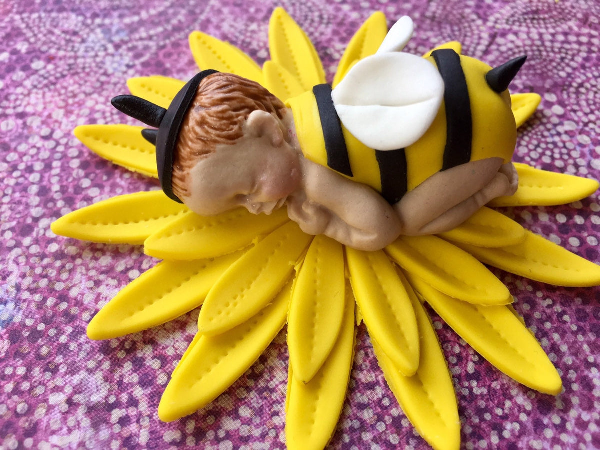 Fondant Bumble Bee Baby Boy Shower Cake Topper