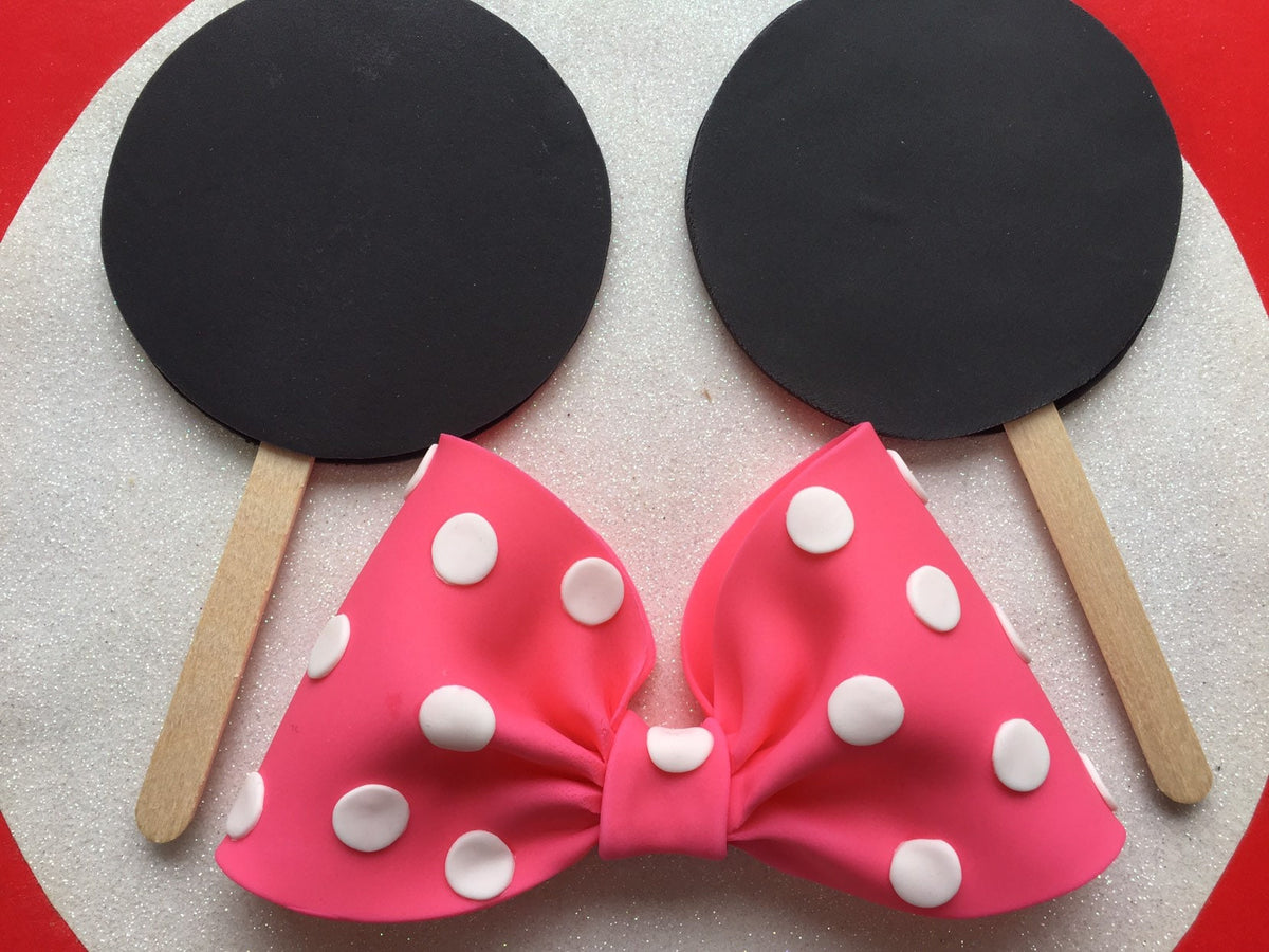 Minnie Mouse Cake Topper - Hot Pink Bow