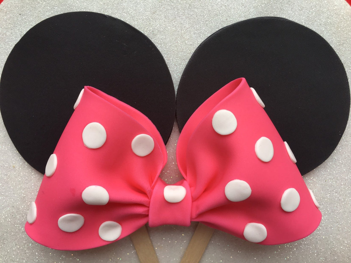 Minnie Mouse Cake Topper - Hot Pink Bow