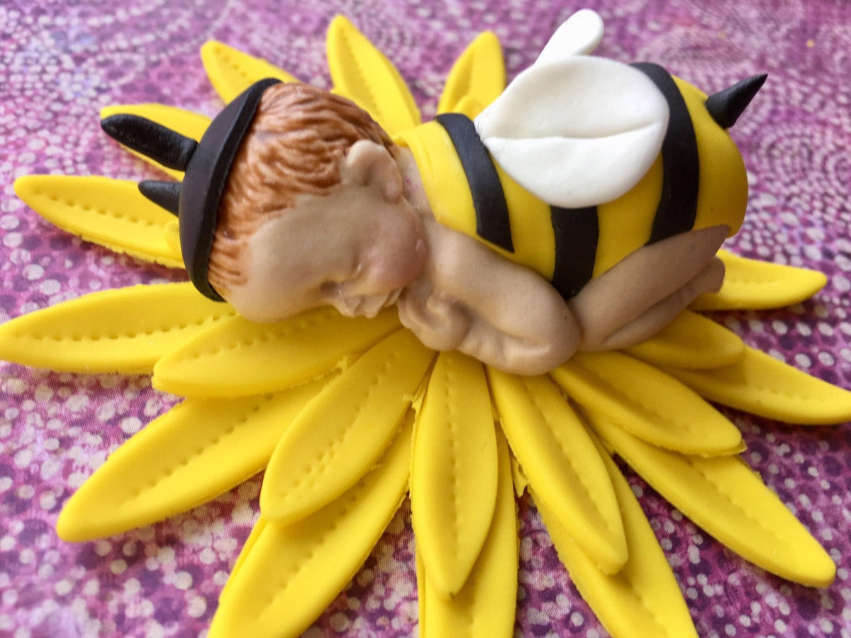 Fondant Bumble Bee Baby Boy Shower Cake Topper