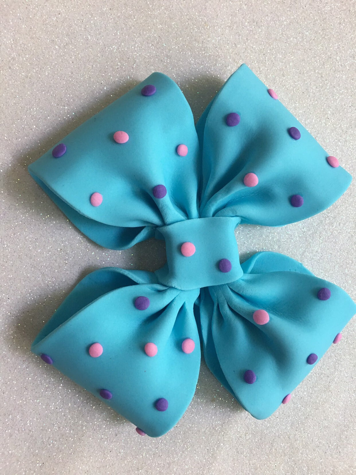 Jojo Siwa fondant bow with dots in pink or blue or green