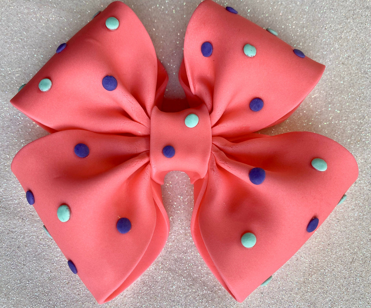 Jojo Siwa fondant bow with dots in pink or blue or green