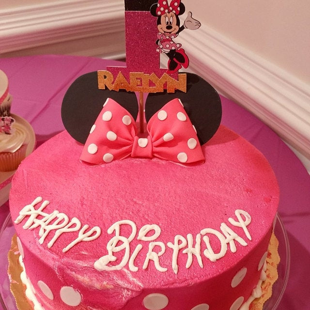 Minnie Mouse Cake Topper - Hot Pink Bow