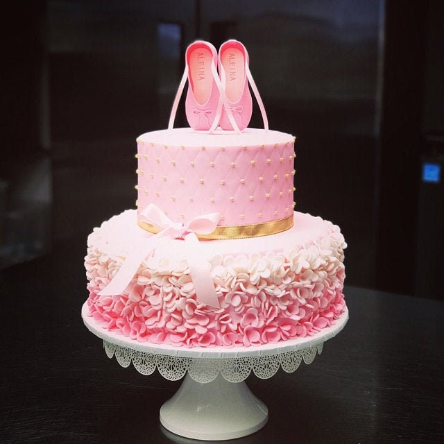 Edible pink ballet slippers ballerina shoes WITH STICKS gum paste fondant cake topper.