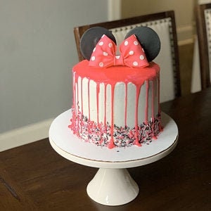 Edible Fondant Red Bow with Polka Dots and Black Ears