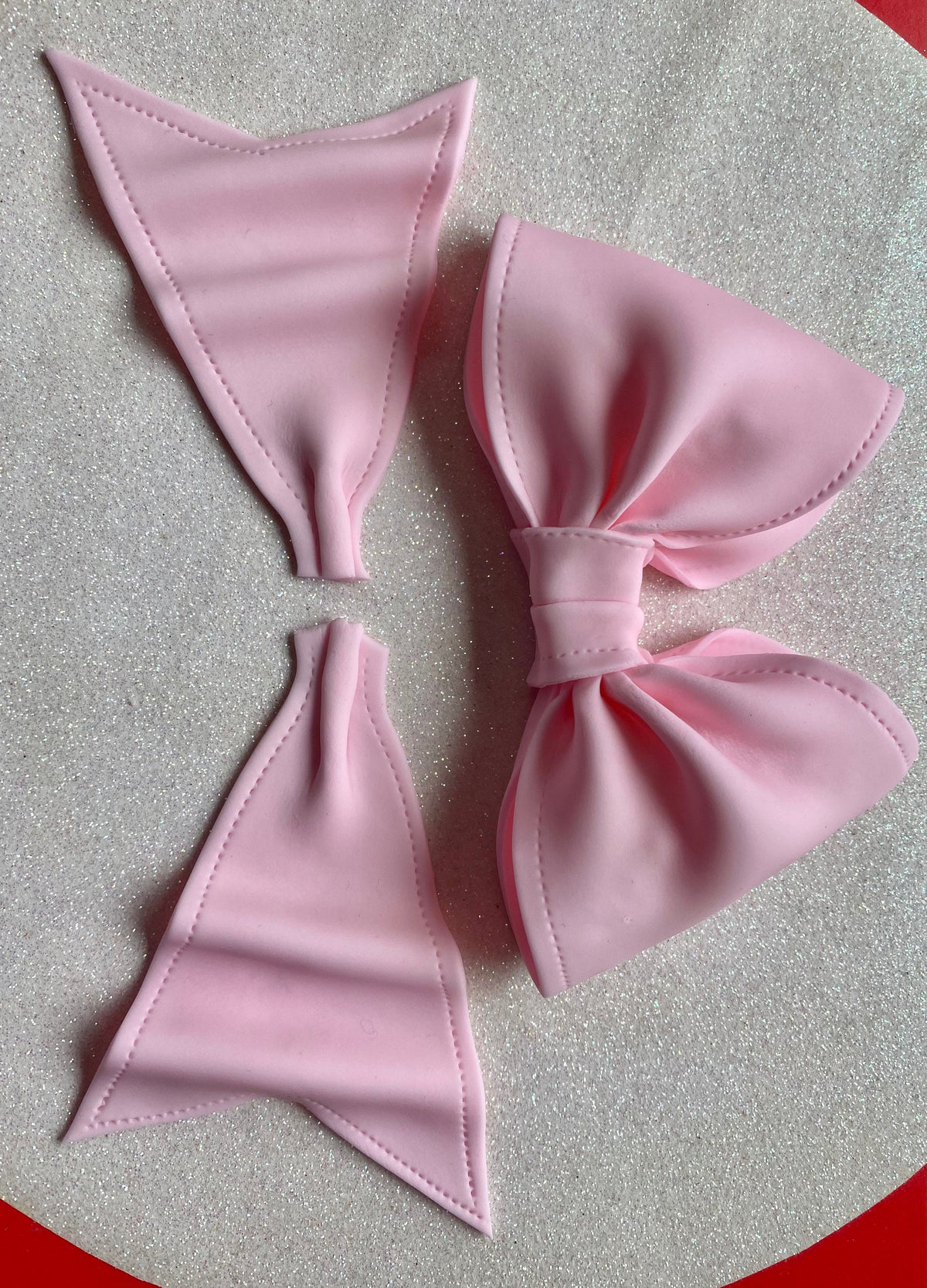 Pink bow gum paste fondant for birthday cake