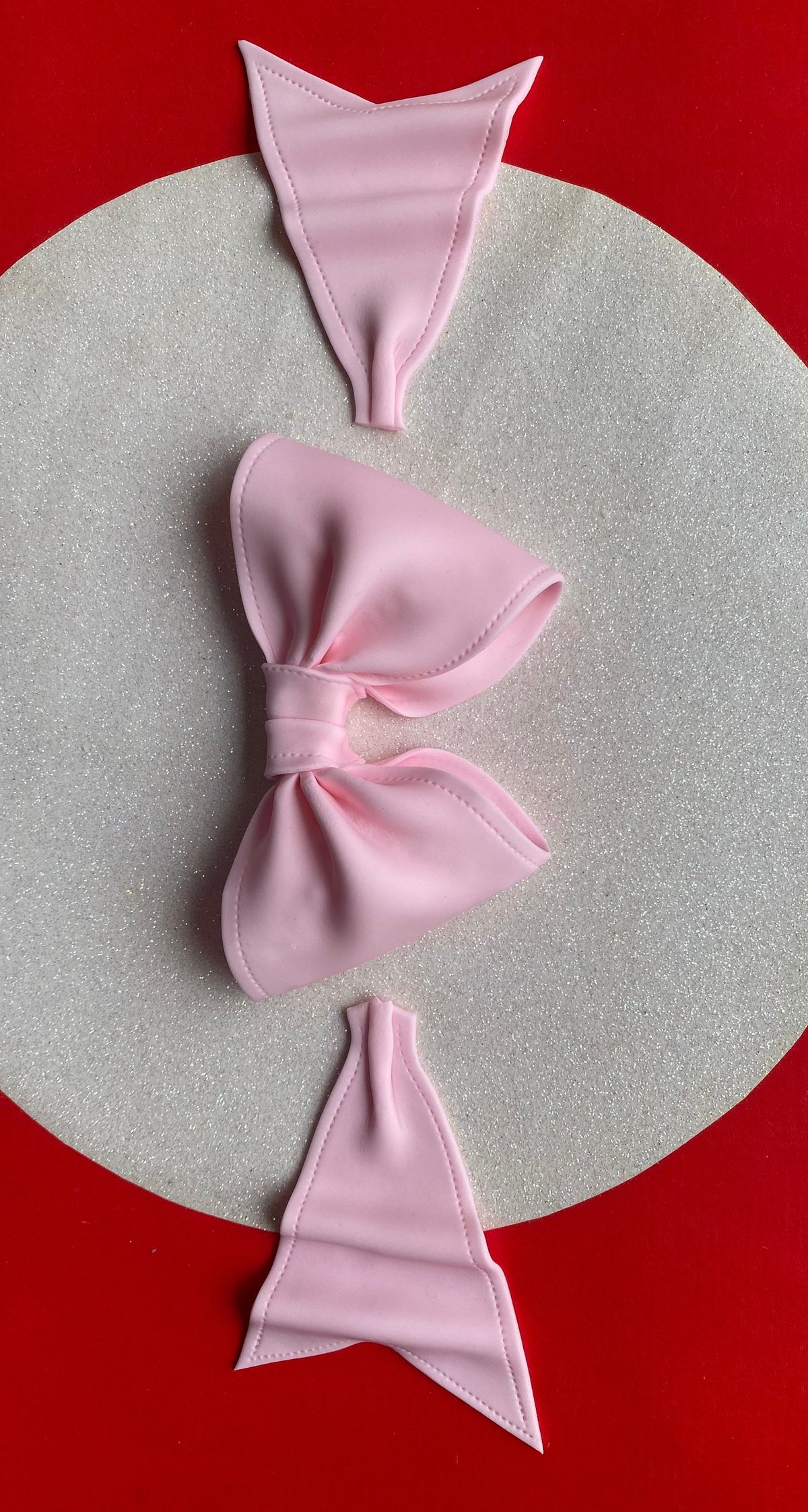Pink bow gum paste fondant for birthday cake