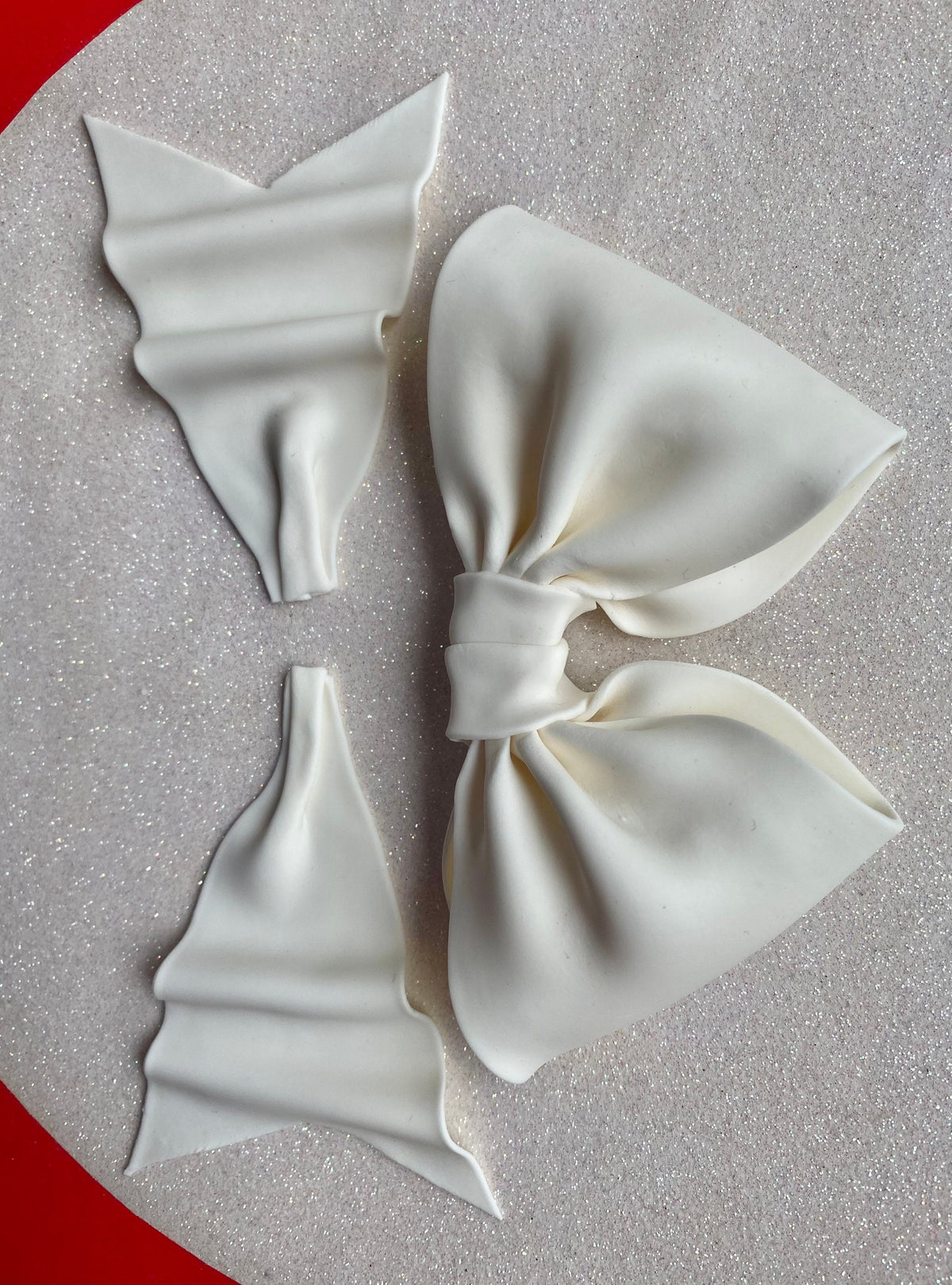 Cake decoration white bow gum paste fondant for birthday cake