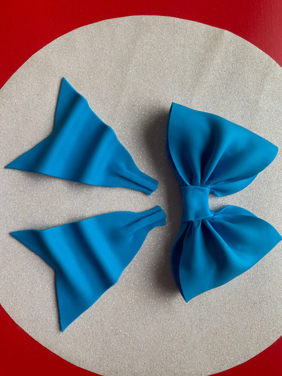 Blue bow gum paste fondant for birthday cake