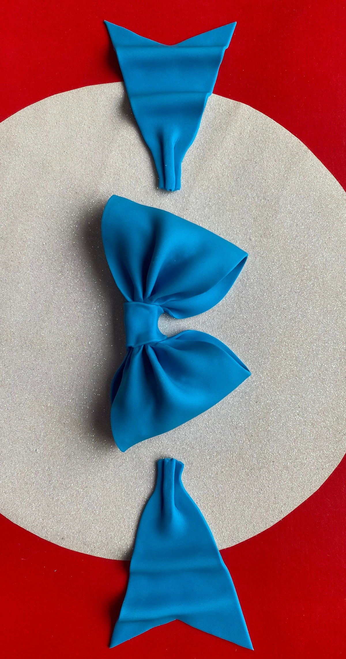 Blue bow gum paste fondant for birthday cake