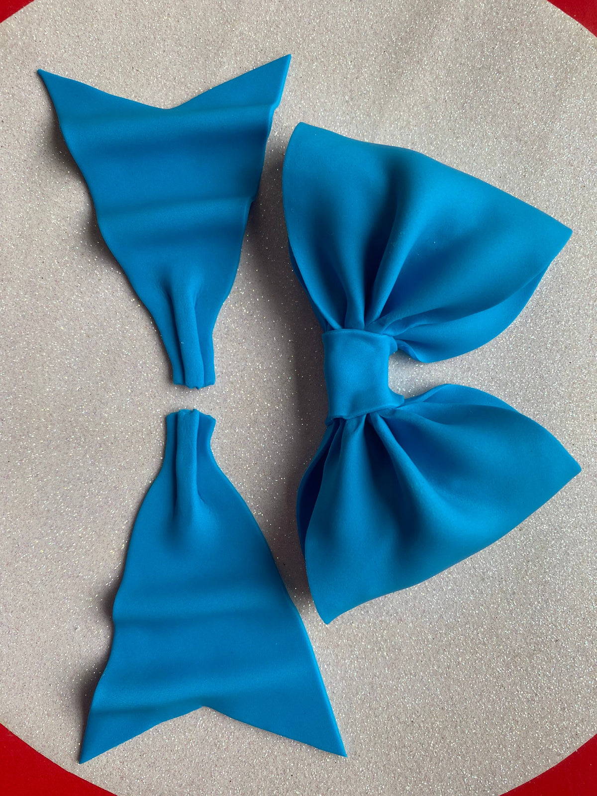 Blue bow gum paste fondant for birthday cake