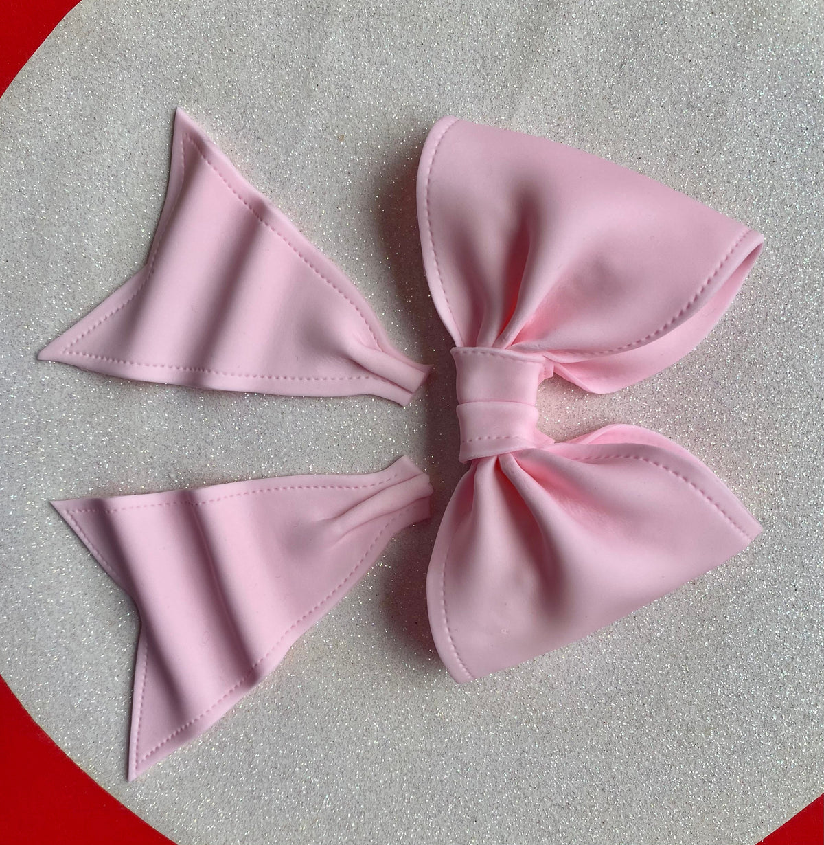 Pink bow gum paste fondant for birthday cake