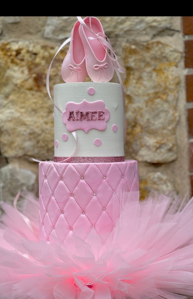 Edible pink ballet slippers ballerina shoes WITH STICKS gum paste fondant cake topper.