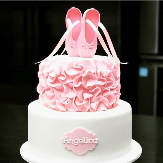 Edible pink ballet slippers ballerina shoes WITH STICKS gum paste fondant cake topper.