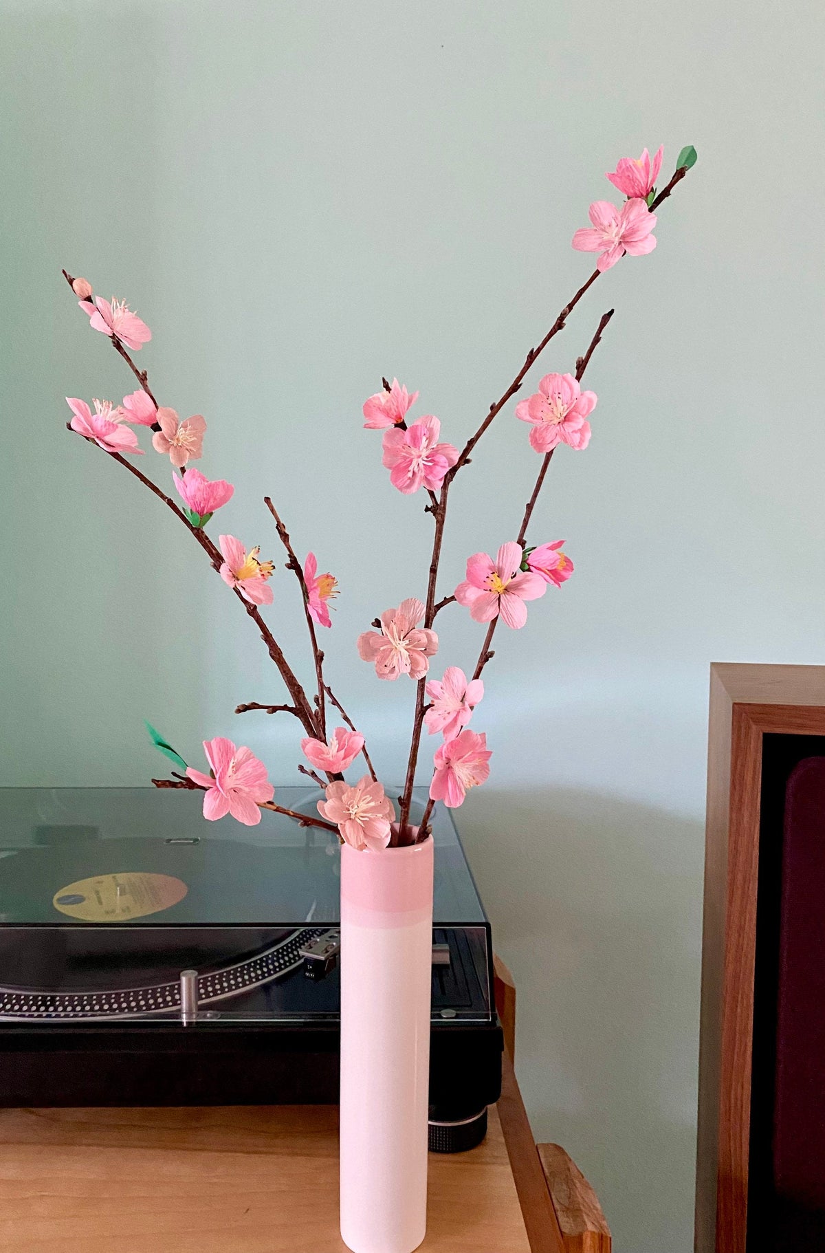 Hand Made Eco Friendly Pink Cherry Blossom on Real Stems - Hoa Đào Phai Ngày Tết - Cherry Paper Flowers