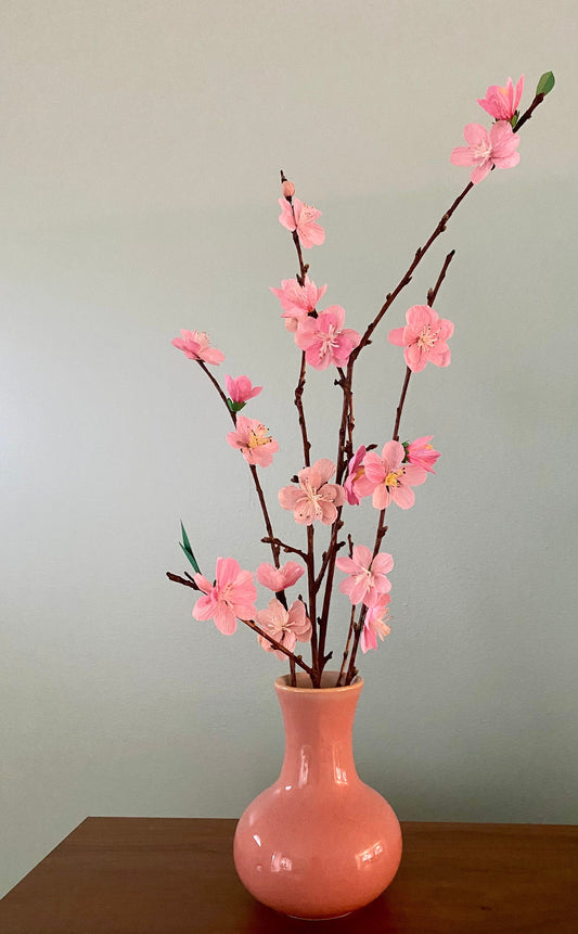 Hand Made Eco Friendly Pink Cherry Blossom on Real Stems - Hoa Đào Phai Ngày Tết - Cherry Paper Flowers