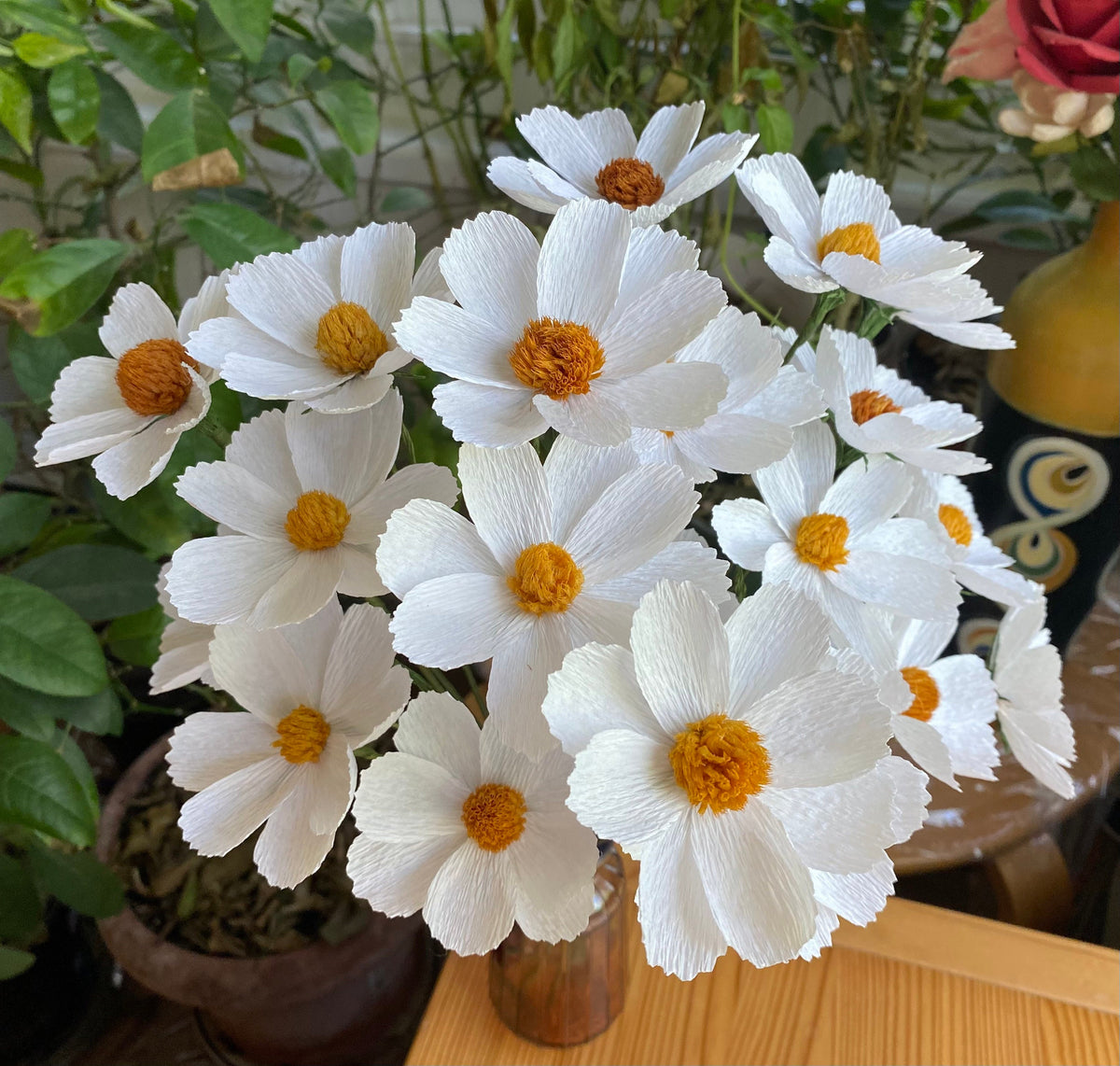 White Cosmos Paper Flowers - Handmade Eco Friendly