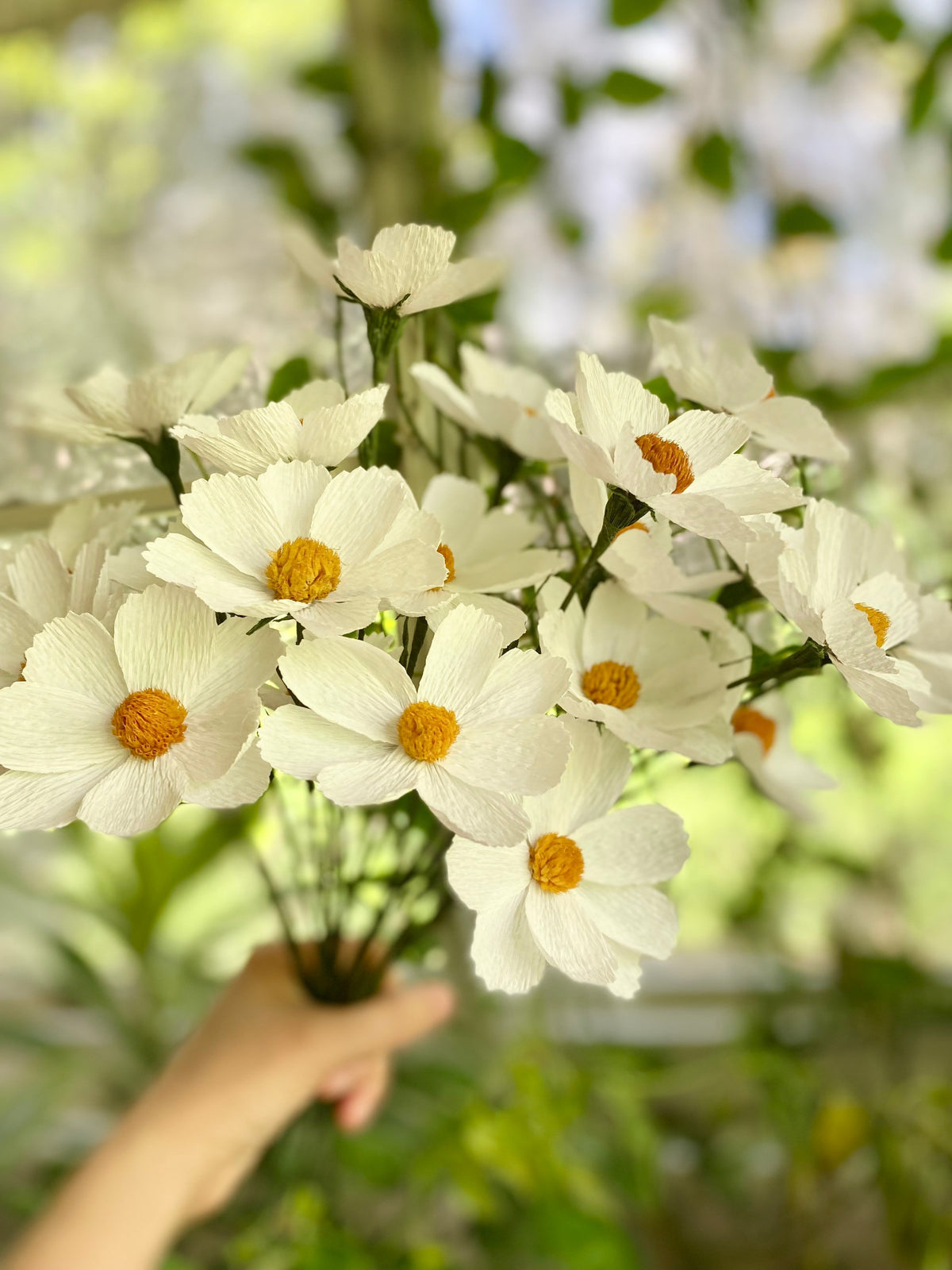 White Cosmos Paper Flowers - Handmade Eco Friendly