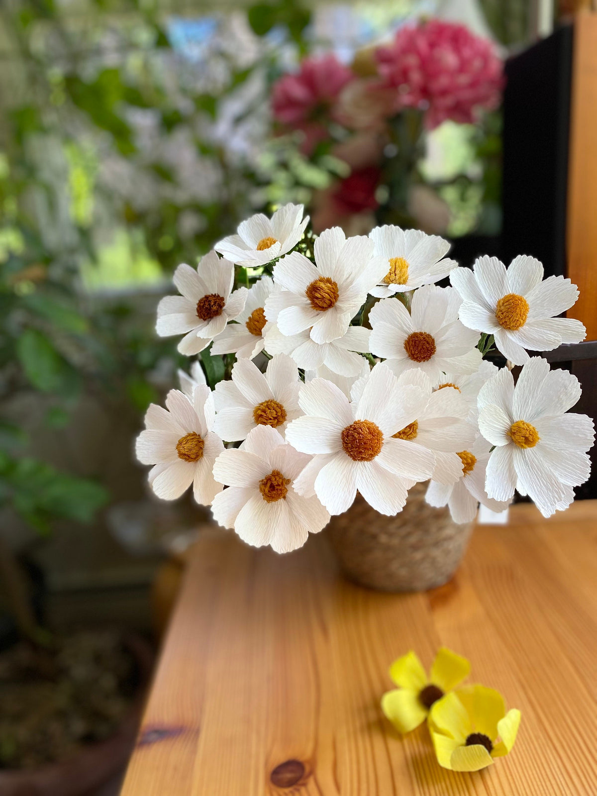 White Cosmos Paper Flowers - Handmade Eco Friendly