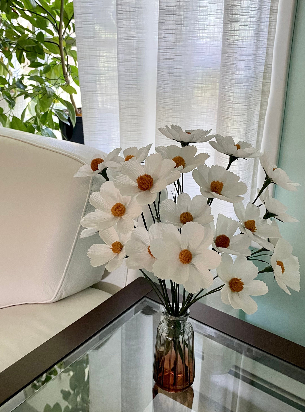 White Cosmos Paper Flowers - Handmade Eco Friendly