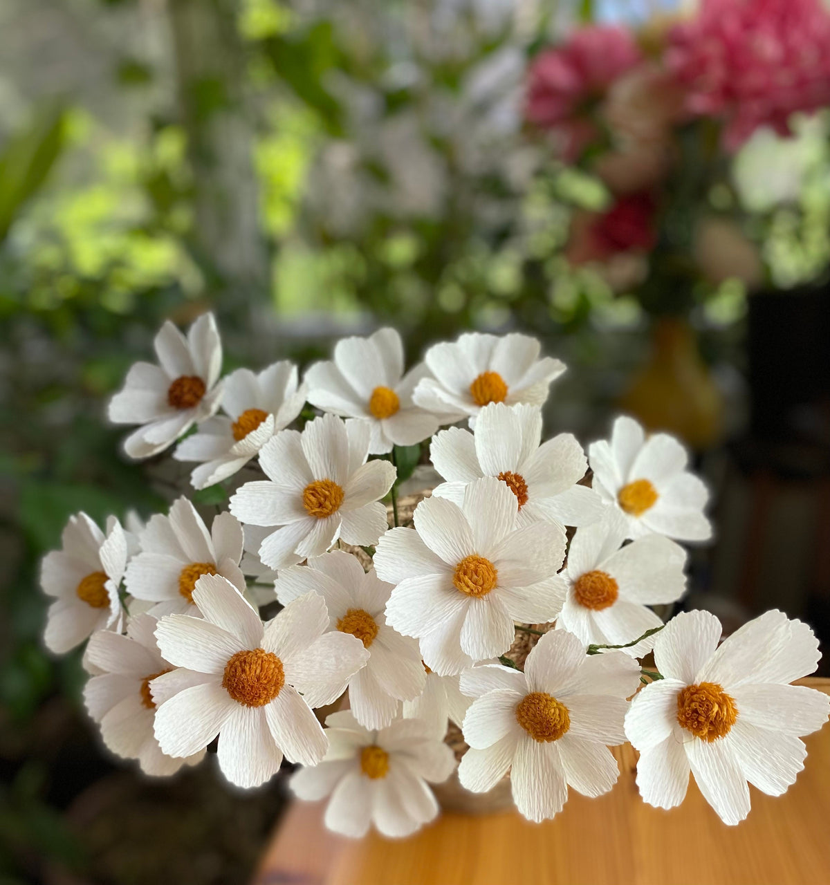 White Cosmos Paper Flowers - Handmade Eco Friendly