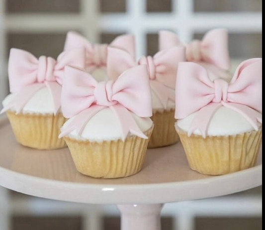Set of Light Pink Fondant Cupcake bows